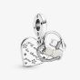PANDORA Silver Cats & Hearts Double Dangle Charm 799546C01