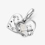 PANDORA Silver Cats & Hearts Double Dangle Charm 799546C01