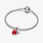 PANDORA Red Murano Glass Heart Double Dangle Charm 794429C01