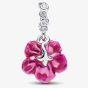 PANDORA Silver & Cubic Zirconia Hibiscus Dangle Charm 794698C01