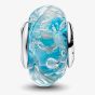 PANDORA Silver & Turquoise Murano Glass Glitter Charm 794701C01