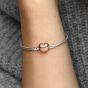 PANDORA Moments Silver 14ct Rose Gold Heart Clasp Bracelet 580719