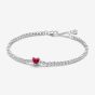 PANDORA Silver Sparkling Heart Red Cubic Zirconia Tennis Bracelet 590041C02