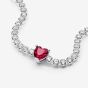 PANDORA Silver Sparkling Heart Red Cubic Zirconia Tennis Bracelet 590041C02