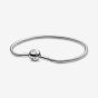 PANDORA Moments Silver Round Clasp Snake Chain Bracelet 590728