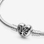 PANDORA Silver Family Tree Heart Clasp Snake Chain Bracelet 598827C01
