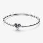 PANDORA Moments Silver Butterfly Heart Clasp Bangle 592593C01