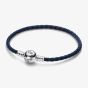 PANDORA Moments Blue Braided Leather Bracelet 592790C01