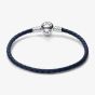 PANDORA Moments Blue Braided Leather Bracelet 592790C01