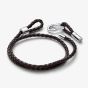 PANDORA Moments Brown Braided Double Leather Bracelet 593338C01