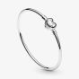 PANDORA Moments Silver Heart Clasp Bangle 596268