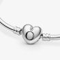 PANDORA Moments Silver Heart Clasp Bangle 596268