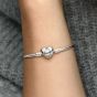 PANDORA Moments Silver Heart Clasp Bangle 596268
