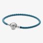 PANDORA Moments Seashell Clasp Turquoise Leather Bracelet 598951C01