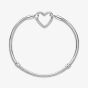 PANDORA Moments Silver Heart Closure Snake Chain Bracelet 599539C00