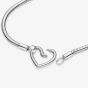PANDORA Moments Silver Heart Closure Snake Chain Bracelet 599539C00