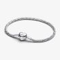 PANDORA Silver Heart Clasp Faceted Snake Chain Bracelet 594236C00