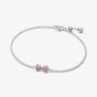 PANDORA Silver Pink Cubic Zirconia Bow Bracelet 594234C01