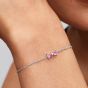 PANDORA Silver Pink Cubic Zirconia Bow Bracelet 594234C01