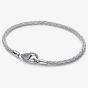PANDORA Silver Pavé Clasp Foxtail Chain Charm Bracelet 594462C01