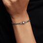PANDORA Silver Black Cord Box Chain Bracelet 593816C02