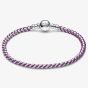 PANDORA Silver Purple Cord Box Chain Bracelet 593816C03