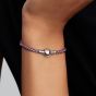 PANDORA Silver Purple Cord Box Chain Bracelet 593816C03