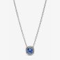 PANDORA Silver Sparkling Square Blue Halo Pendant Necklace 393560C01-45