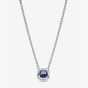 PANDORA Silver Sparkling Square Blue Halo Pendant Necklace 393560C01-45