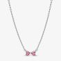 PANDORA Pink Cubic Zirconia Bow Necklace 394235C01-45