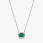 PANDORA Silver Rectangular Sparkling Green Halo Necklace 394503C01-45