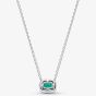 PANDORA Silver Rectangular Sparkling Green Halo Necklace 394503C01-45