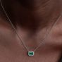 PANDORA Silver Rectangular Sparkling Green Halo Necklace 394503C01-45