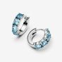 PANDORA Silver Aqua Crystal Hoop Earrings 293851C01