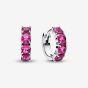 PANDORA Silver Pink Crystal Hoop Earrings 293851C02