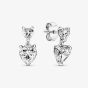 PANDORA Silver Double Heart Sparkling Stud Earrings 291199C01