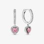 PANDORA Pink Sparkling Halo Heart Hoop Earrings 291445C01
