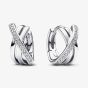PANDORA Silver Crossover Pavé Hoop Earrings 293150C01