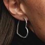 PANDORA Silver Asymmetrical Heart Hoop Earrings 297822