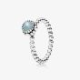 PANDORA Silver March Birthstone Beaded Ring 190854AQ