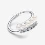 PANDORA Silver Freshwater Pearl Crossover Ring 193145C01