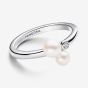 PANDORA Sterling Silver Duo Freshwater Pearl Ring 193156C01