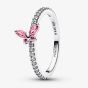 PANDORA Silver Sparkling Pink Butterfly Ring 194269C02