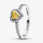 PANDORA Sparkling Elevated Yellow Heart Ring 198421C06