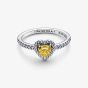 PANDORA Sparkling Elevated Yellow Heart Ring 198421C06