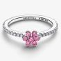 PANDORA Sterling Silver Sparkling Pink Flower Ring 194499C02