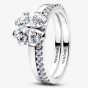 PANDORA Silver Sparkling Lucky Clover Splittable Ring Set 194507C01