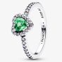 PANDORA Silver Elevated Mint Green Heart Ring 198421C08