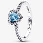 PANDORA Silver Elevated Light Blue Heart Ring 198421C10