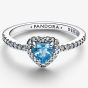 PANDORA Silver Elevated Light Blue Heart Ring 198421C10